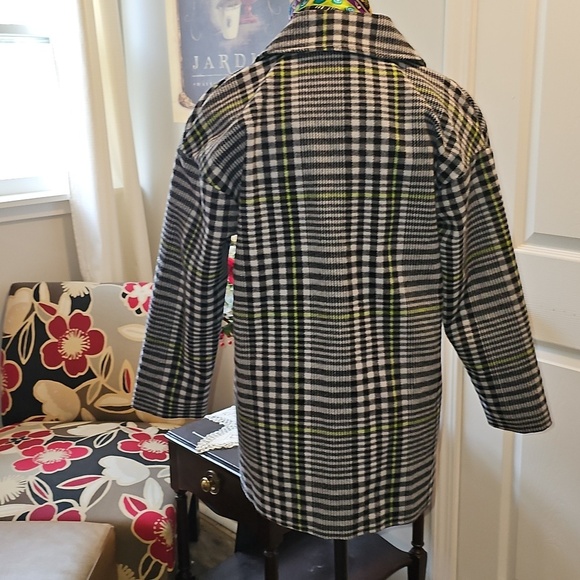 Thereabouts Women's Plaid Black, Gray, and Green Classic Peacoat - Picture 8 of 16